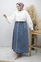 Pocketed Elastic Waist Denim Skirt Tsd260175 Light Blue - 3