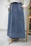 Pocketed Elastic Waist Denim Skirt Tsd260175 Light Blue - 4