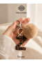 Leopard Patterned Leather Letter Keychain Charm with Pompom Bag Ornament Accessory with Hook Stylish Design for Women - 7