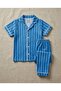 Boys' Striped Long-Sleeved Summer Short-Sleeved Buttoned Nightgown Pajama Set for Ages 3-14 - 5