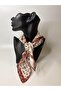 Cream Color Floral Patterned Single-Sided Square Crepe Scarf (50X50 cm)