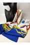 Navy Blue Chain Patterned Double-Sided Rectangular Long Scarf (14X150 cm) - 5