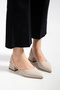 Women's Beige Matte Leather New Season Low Heel Shoes - 3