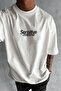 Men's Oversize Casual T-Shirt with Eye Print Sensitive Ecru White - 2