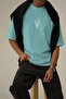 Men's Oversize Casual T-Shirt with Deer Print in Turquoise - 2