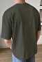 Men's Oversize Casual T-Shirt Crew Neck Free Life Khaki - 4