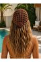 Knitted Beach Beanie with Rose Detail - 3