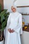Alara Sleeve Detail Evening Dress White - 2