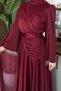 Alara Sleeve Detail Evening Dress Burgundy - 2