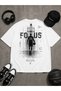 Men's Black Oversize Basketball Themed "Focus" Printed 100% Cotton T-Shirt - 3
