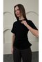 Crew Neck Side Drawstring Detail T-Shirt Black Color - 2