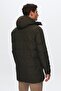 Regular Fit Khaki Windproof Water Repellent Fiber Filled Removable Hooded Winter Coat - 6