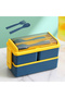 Bento Lunch Box, Stackable 2 Layer 3 Compartments Leak Proof 1400ml with Spoon Fork, Meal Prep Conta