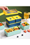 Bento Lunch Box, Stackable 2 Layer 3 Compartments Leak Proof 1400ml with Spoon Fork, Meal Prep Conta - 6