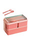 Bento Lunch Box, Stackable 2 Layer 3 Compartments Leak Proof 1400ml with Spoon Fork - 5