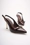 Luke Women's Bitter Brown Buckle Heeled Shoes - 7