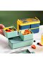 Bento Lunch Box, Stackable 2 Layer 3 Compartments Leak Proof 1400ml with Spoon Fork, Meal Prep Conta - 4