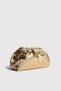 Gold Women's Croco Patterned Metallic Leather Clutch Evening Dress Bag - 2