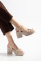 Women's Round Toe Knot Detailed Heeled Sandals - 4