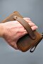 Unisex Genuine Leather Luxury Handbag with Phone Compartment Portfolio Wallet Crazy Tan - 2