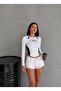 Women's White Color Rock Printed Long Sleeve Slim Fit Crop Body - 2