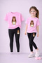 Mother Daughter Set Leggings T-Shirt Combination 100% Cotton Flexible Comfortable Fit Daily Sports Stylish Set