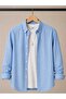 Tensel Iron-Free, Thin Light Textured Fabric, Striped Draped Half-Oversize Summer Men's Shirt - 5