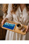 Handmade Epoxy Divided Serving Tray Wooden Coffee Turkish Delight Breakfast Serving Plate