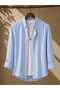 Tensel Iron-Free, Thin Light Textured Fabric, Striped Draped Half-Oversize Summer Men's Shirt - 3