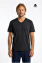 Men's Amadeus Regular Cut V-Neck Short Sleeve Combed Cotton T-Shirt Dark Gray