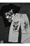 Unisex Women's Men's Cross Deisgn Mix Printed Oversize Tshirt and Baggy Sweatpants - Summer Two-Piece Tracksuit Set