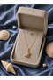 Sparkling Stone Lucky Turtle Steel Necklace (Gold Color) - 4