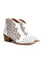 Women's Genuine Leather Western Summer Short Boots 8023 White Skin - 3