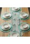 American Service, New Season 6 Piece Water Green Color Supla and Runner Cover Creative Lines Tk - 2
