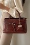 Brown Elegant Textured Women's Hand and Shoulder Bag with Metal Accessories Stylish Design Suitable for Daily Use - 5