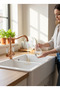 Matte Copper Purified Kitchen Faucet Retro Design Brass Material Matte Bronze Kitchen Sink Fixture