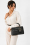 Black Matte Elegant Textured Women's Hand and Shoulder Bag with Metal Accessories Stylish Design Suitable for Daily Use - 2