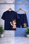 Children's Sinser Girls Left Side Printed Crew Neck T-Shirt - Shorts Set