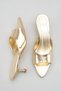 Heeled Women's Slippers - 5 cm Thin Heeled Pointed Toe Women's Slippers Gold Yanki