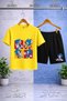 Children's Snic 4Kare Foto Icinde Printed Crew Neck 3-Piece T-Shirt - Shorts Set - 4