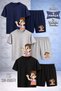 Children's Sinser Girls' Left Side Printed Crew Neck 3-Piece T-Shirt - Shorts Set