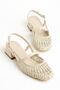 Luna Women's Beige Short Thick Heeled Braided Shoes - 2