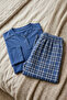 Men's 100% Cotton Ghost Pajama Set Long Sleeve Buttoned Collar Combed Cotton Top with Plaid Pants Home Wear Set - 5