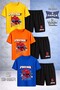 Children's Orumcekman Beyaz Agli Ag Firlatan Printed Crew Neck 3-Piece T-Shirt - Shorts Set