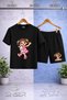 Children's Sinser Girls' Toy on the Arm Printed Crew Neck T-Shirt - Shorts Set