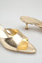 Heeled Women's Slippers - 5 cm Thin Heeled Pointed Toe Women's Slippers Gold Yanki - 6