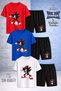 Children's Snic Black One Egilen Printed Crew Neck 3-Piece T-Shirt - Shorts Set
