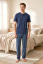 Men's 100% Cotton Ghost Pajama Set Short Sleeve Buttoned Collar T-Shirt with Plaid Pants Summer Home Wear Set - 3