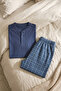 Men's 100% Cotton Ghost Pajama Set Short Sleeve Buttoned Collar T-Shirt with Plaid Pants Summer Home Wear Set - 5