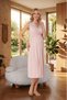 New Season Pink Maternity Summer Nightgown with Elegant Lace Detail and Buttoned Wide Straps, 100% Cotton Nightgown - 3
